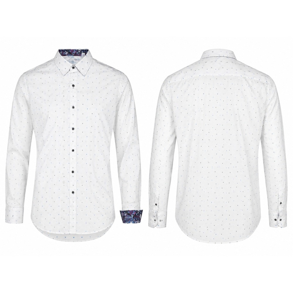 Robert Graham Mens White Geometric Dot Button Down Shirt Classic Fit Large L